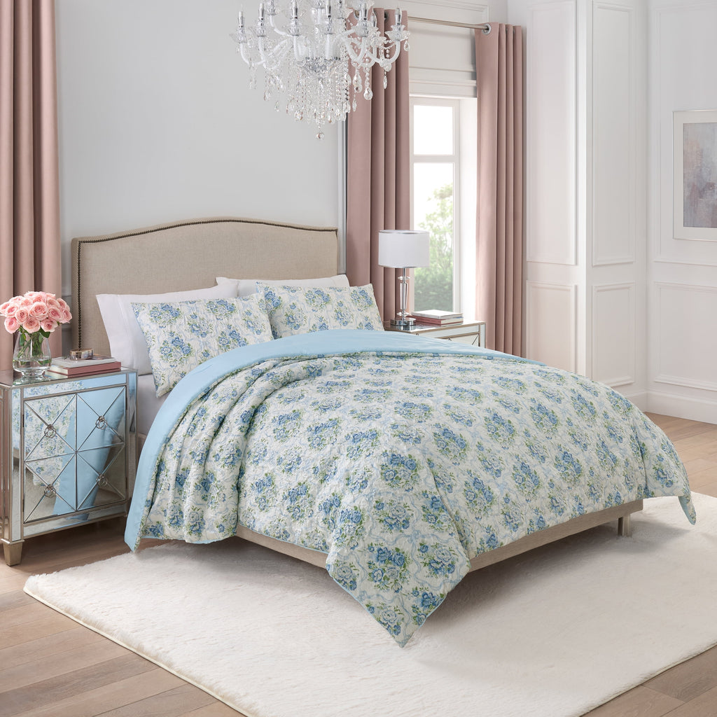Vinmora™ Paris Hilton 3-Piece Coquette Floral Blue Comforter Set - Premium Comforter Set by Vinmora™