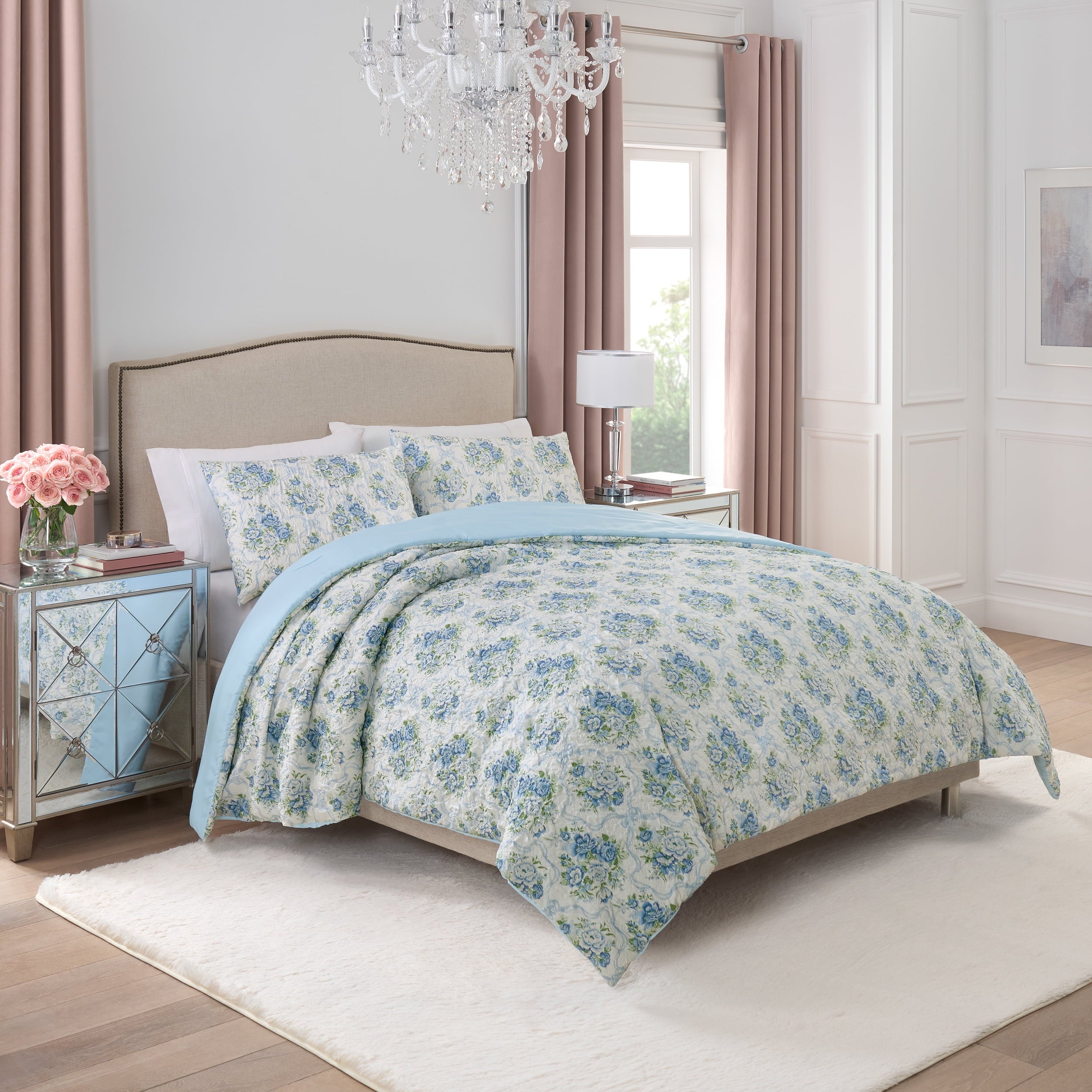 Vinmora™ Paris Hilton 3-Piece Coquette Floral Blue Comforter Set - Premium Comforter Set by Vinmora™
