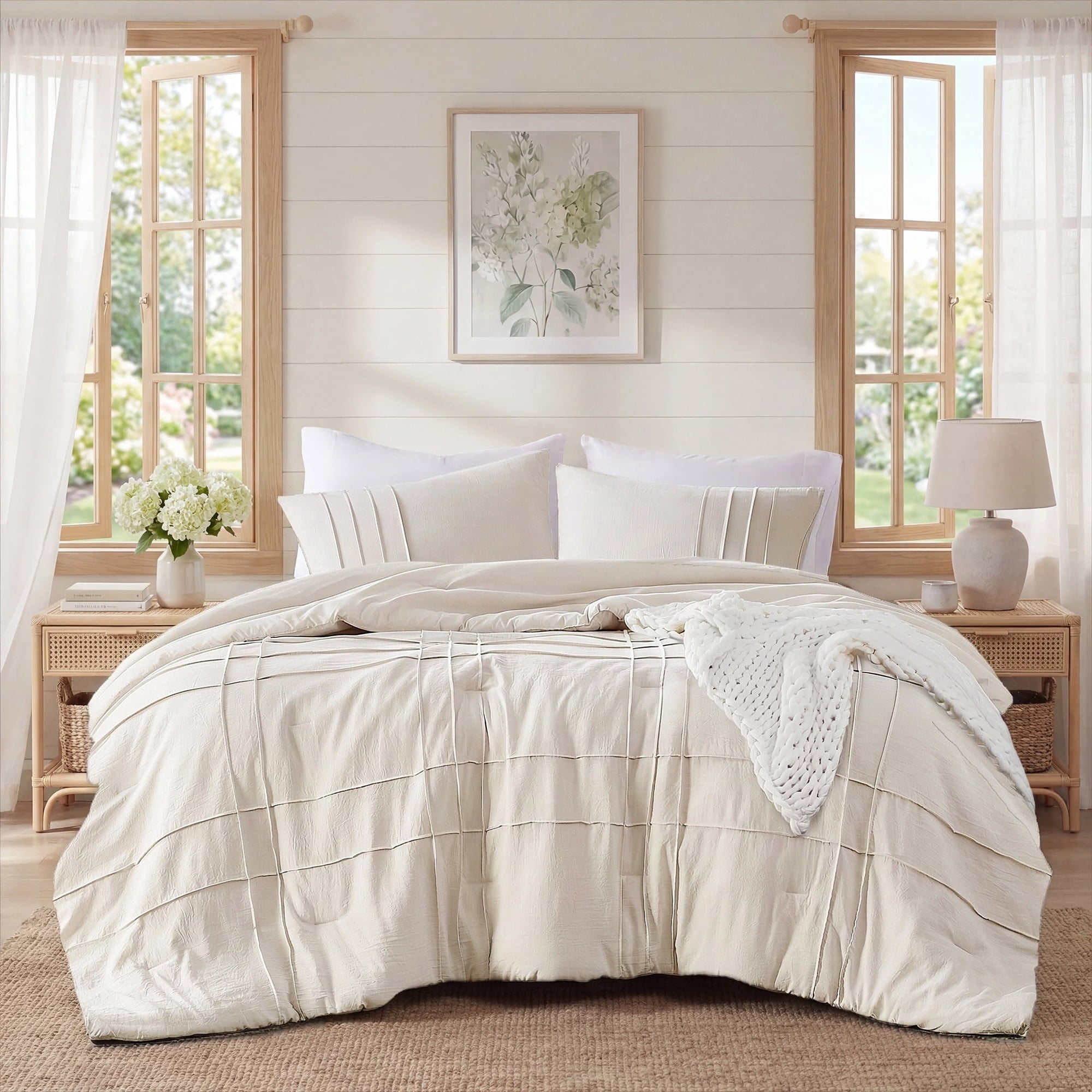 Vinmora™ Regency Heights Queen Comforter Set, Boho 3-Piece Pintuck - Premium Comforter Set by Vinmora™