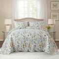 Vinmora™ WannaToo Quilt Collection Microfiber Floral Bedding Set Green - Premium Comforter Set by Vinmora™