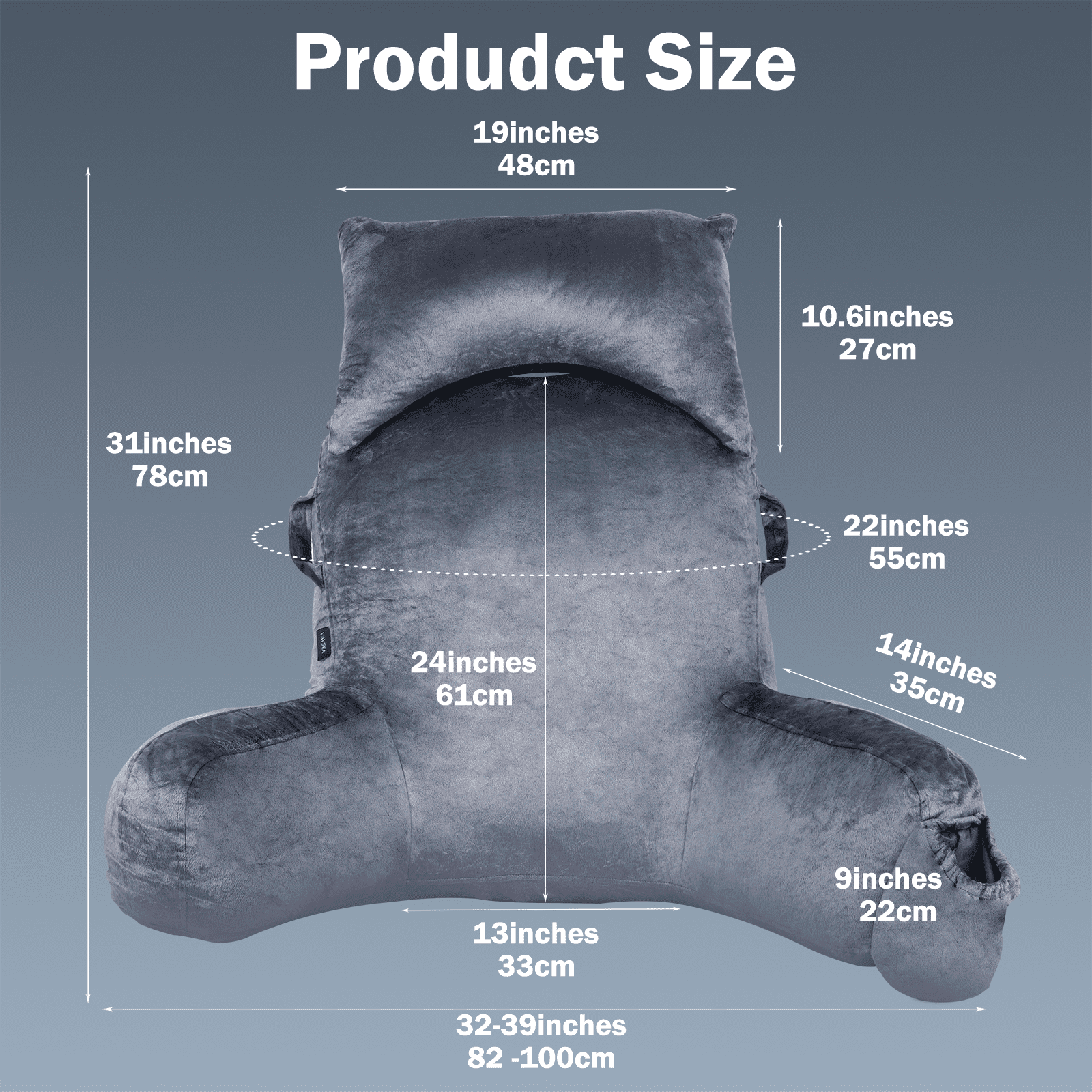 Vinmora™ VAVSEA Reading Pillow, Extra Large 31" Backrest Pillow - Premium Pillow by Vinmora™