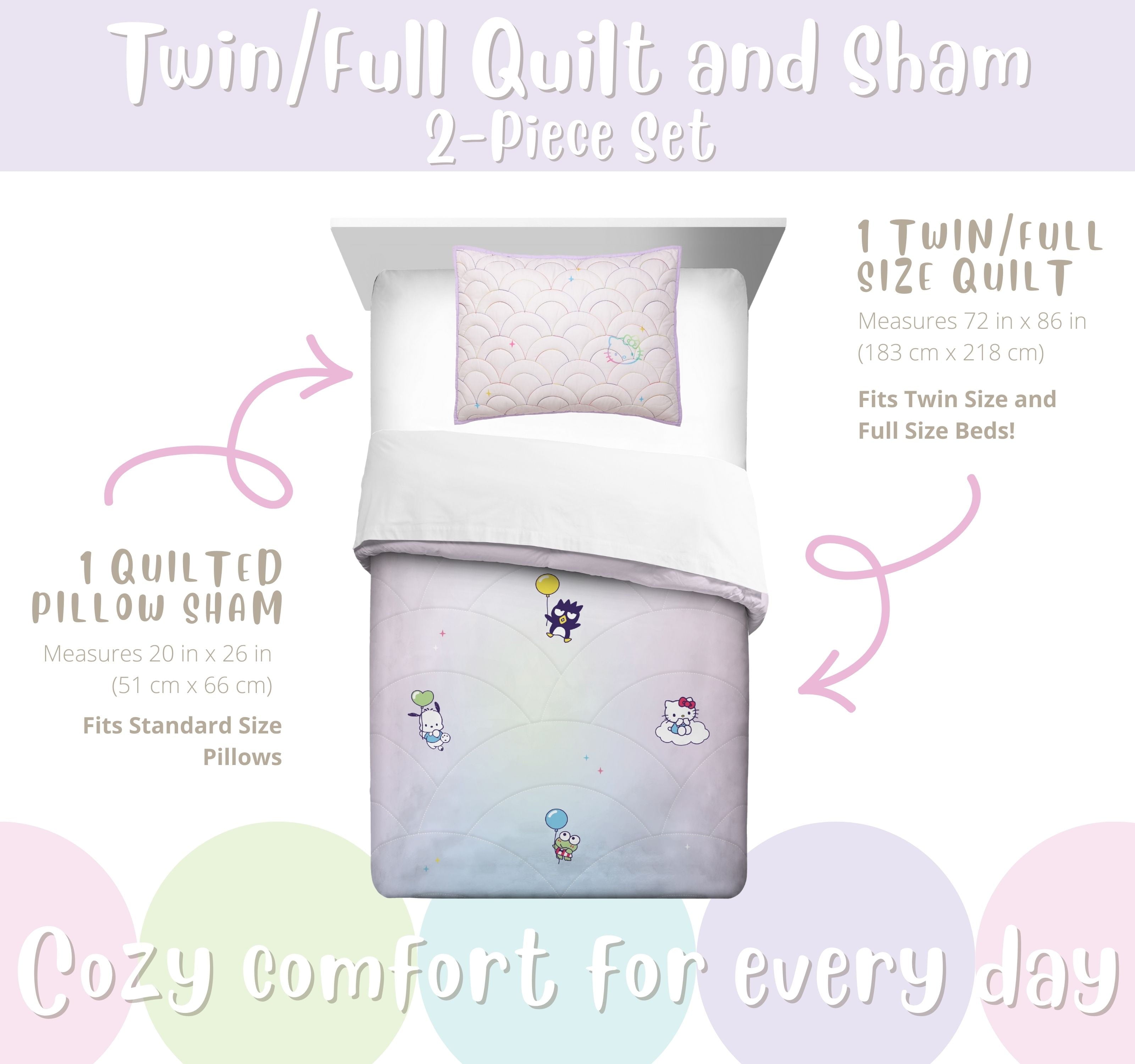 Vinmora™ Hello Kitty and Friends Rainbow Ombre 2 Piece - Premium Pillow by Vinmora™