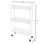 Vinmora™ Slim 3-Tier Rolling Bathroom Storage Cart with Hooks - Premium Bedding & Home by Vinmora™