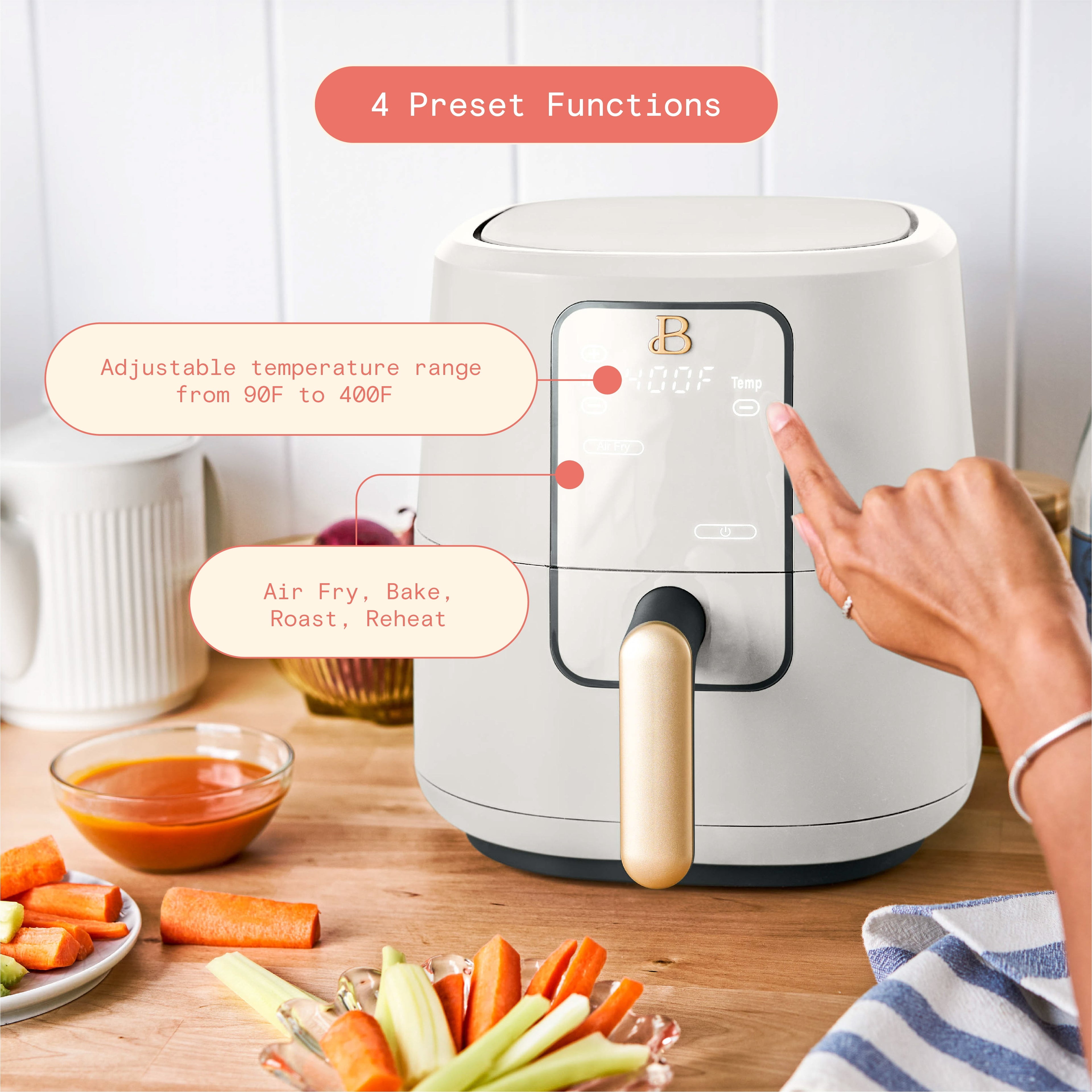 Vinmora™ 3 Qt Air Fryer with TurboCrisp Technology, EverGood - Premium Kitchen Appliance by Vinmora™