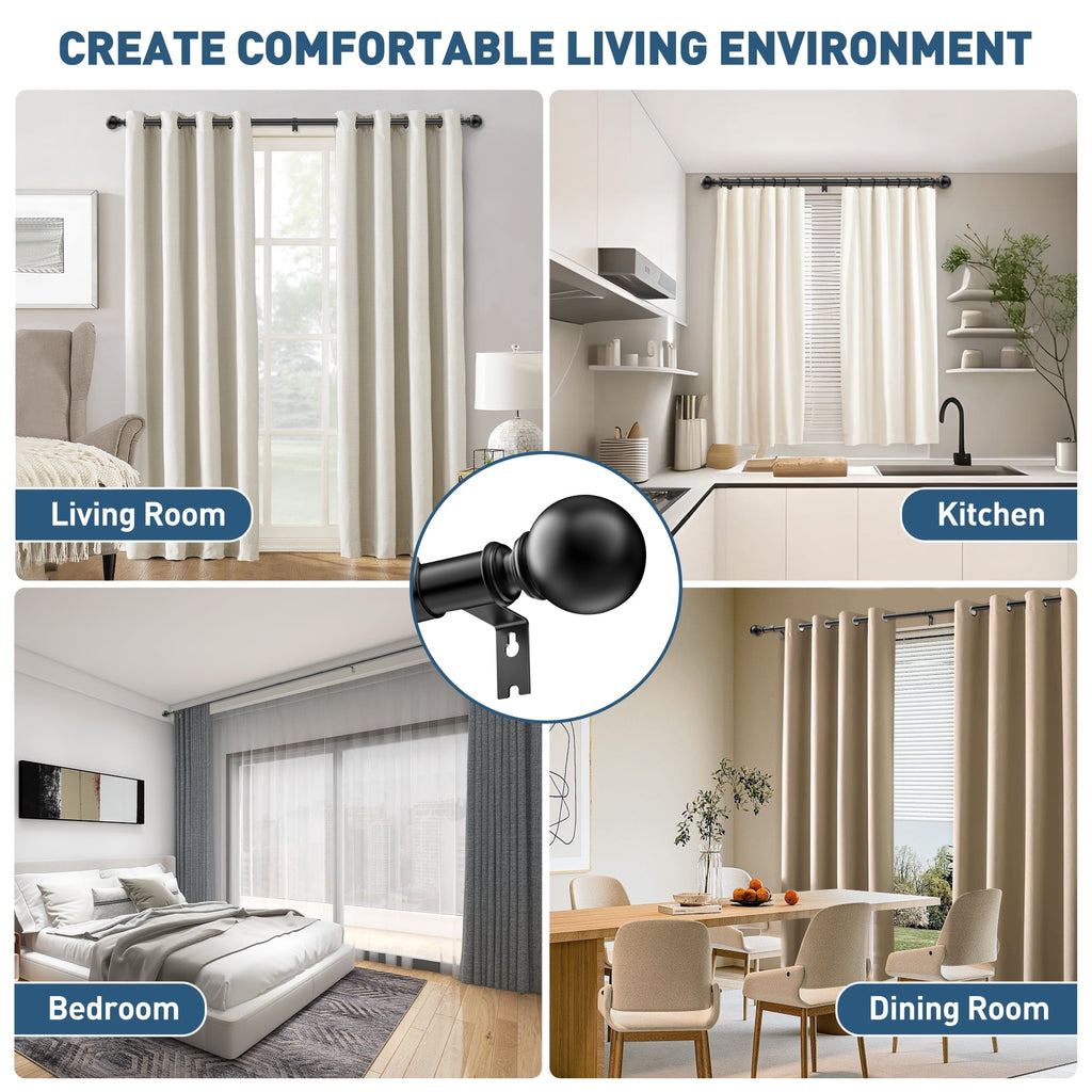 Vinmora™ Single Curtain Rods for Windows 32 to 120 - Premium Curtain & Window Hardware by Vinmora™