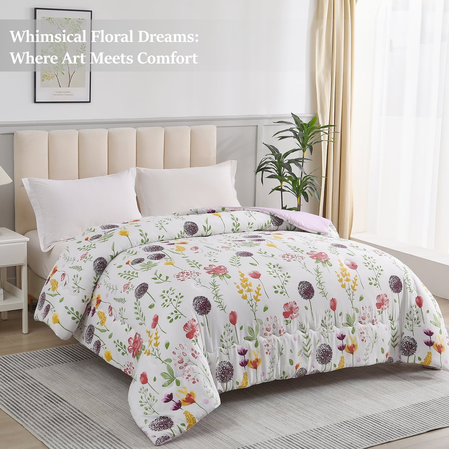 Vinmora™ Jessy Home 1 Piece Queen Comforter Floral Comforter - Premium Comforter Set by Vinmora™
