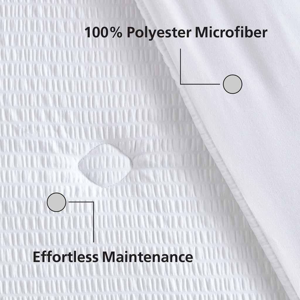 Vinmora™ Full/Queen Comforter, Reversible Down Alternative, All-Season, White Seersucker - Premium Comforter Set by Vinmora™