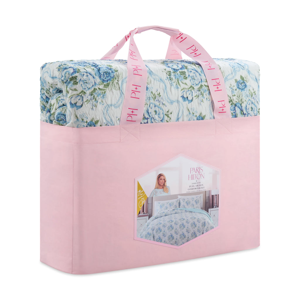 Vinmora™ Paris Hilton 3-Piece Coquette Floral Blue Comforter Set - Premium Comforter Set by Vinmora™