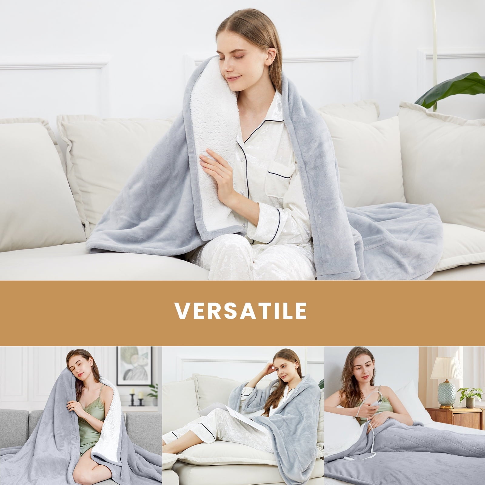 Vinmora™ WISHEAD Electric Heated Blanket Throw Soft Flannel & - Premium Blankets & Throws by Vinmora™
