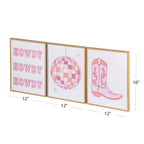 Vinmora™ 3 Pc Set Pink Western Theme Wall Art - Premium Bedding & Home by Vinmora™