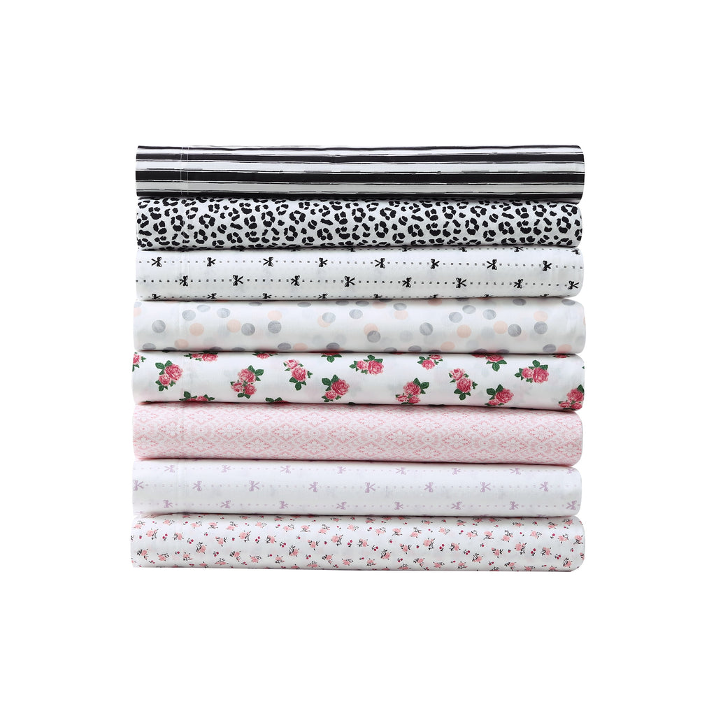 Vinmora™ Betsey Johnson Baby Buds Pink Cotton Percale Queen - Premium Sheet Set by Vinmora™