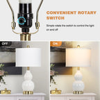 Vinmora™ Cinkeda Double Gourd Ceramic Table Lamps Set of - Premium Bedding & Home by Vinmora™