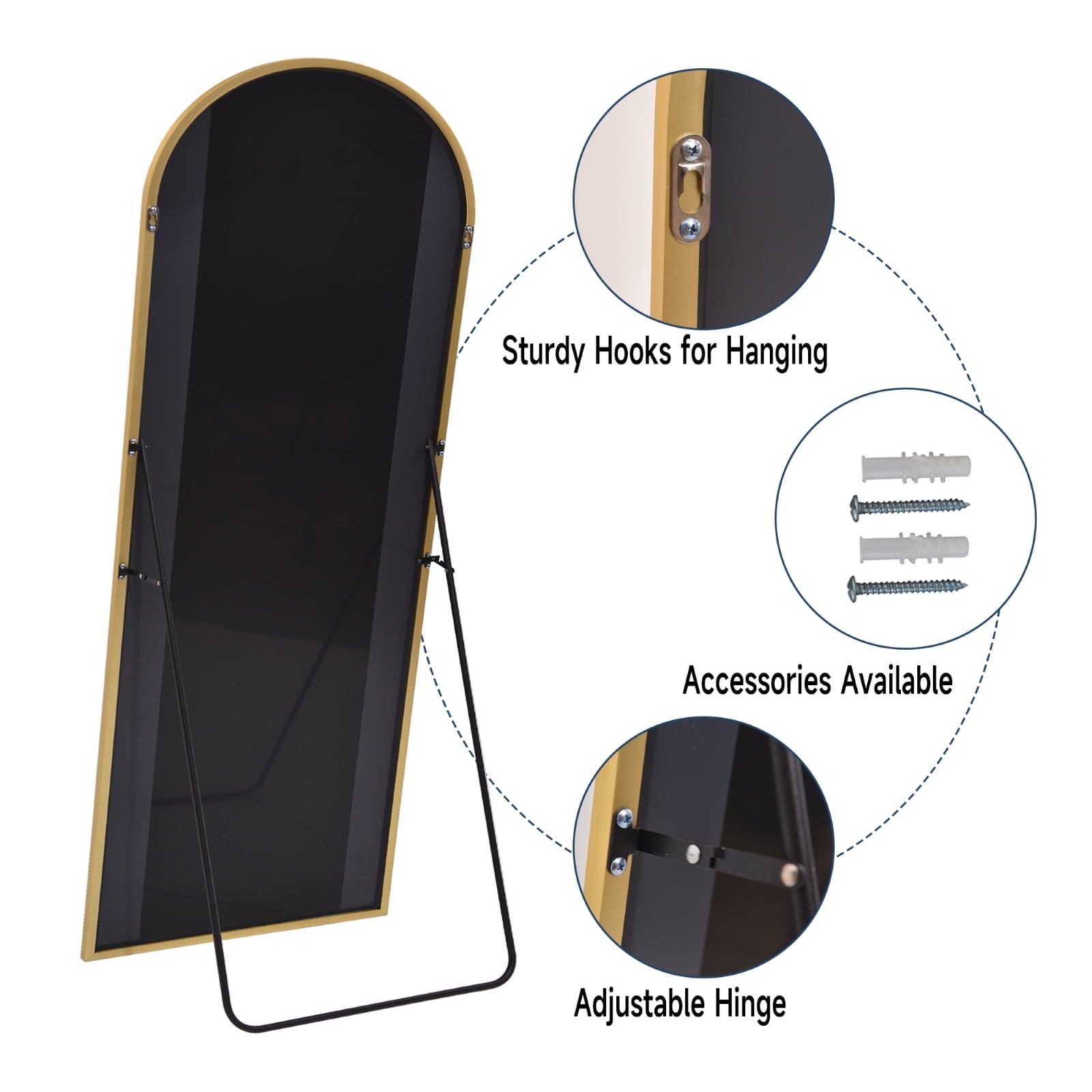 Vinmora™ BEAUTYPEAK 64"x 21" Full Length Mirror Arched Standing - Premium Bedding & Home by Vinmora™