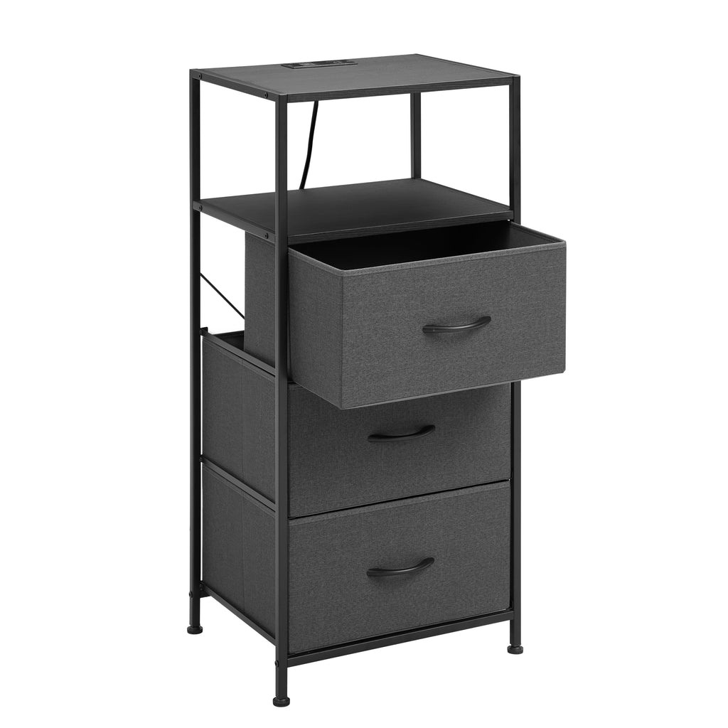 Vinmora™ 3 Drawer Fabric Nightstand with USB, Grey - Premium Bedding & Home by Vinmora™