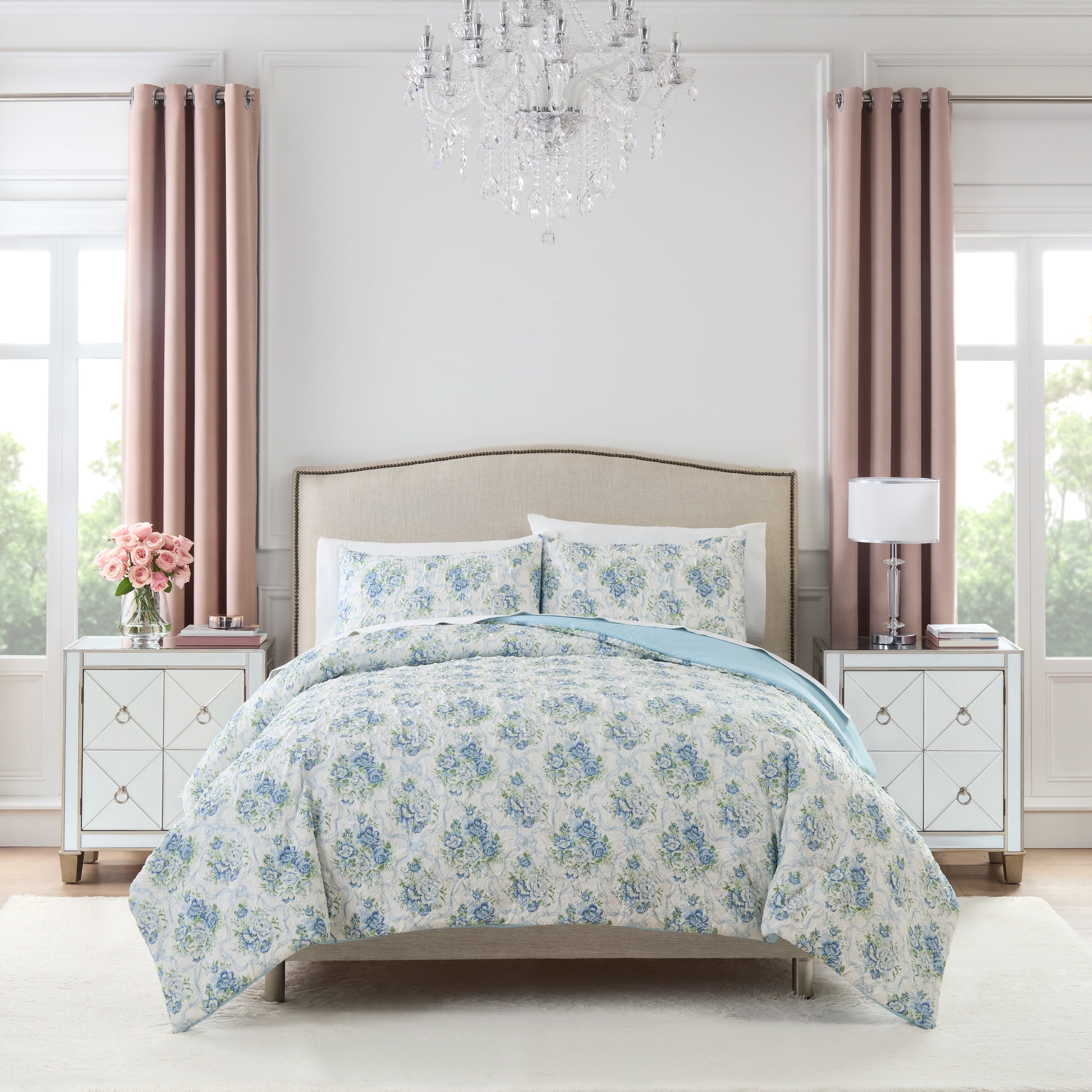 Vinmora™ Paris Hilton 3-Piece Coquette Floral Blue Comforter Set - Premium Comforter Set by Vinmora™