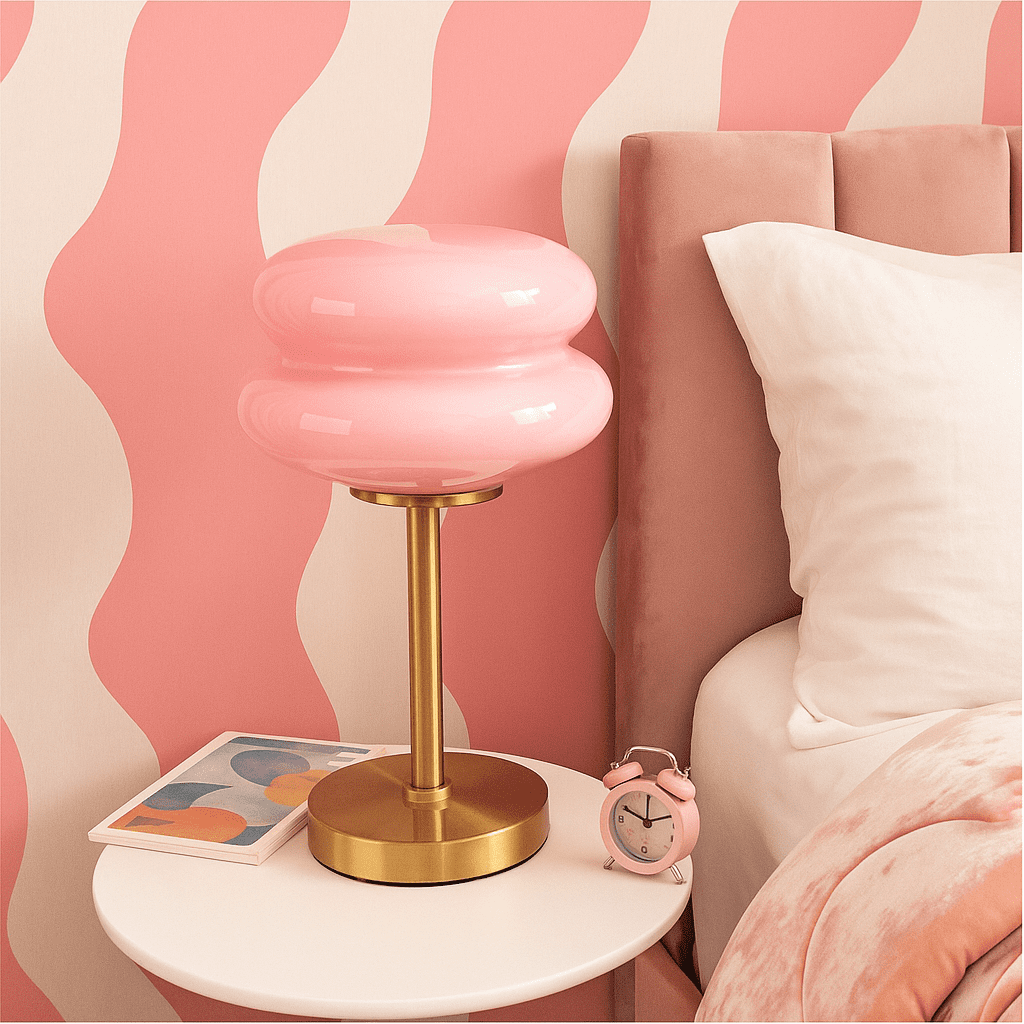Vinmora™ Pink Double Bubble Glass Table Lamp, 12.4" H - Premium Bedding & Home by Vinmora™