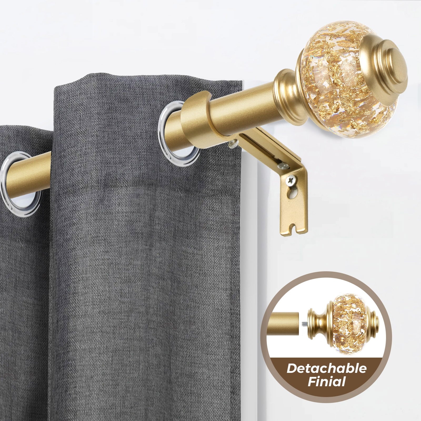 Vinmora™ KAMANINA 7/8" Adjustable Single Curtain Rod with Translucent - Premium Curtain & Window Hardware by Vinmora™