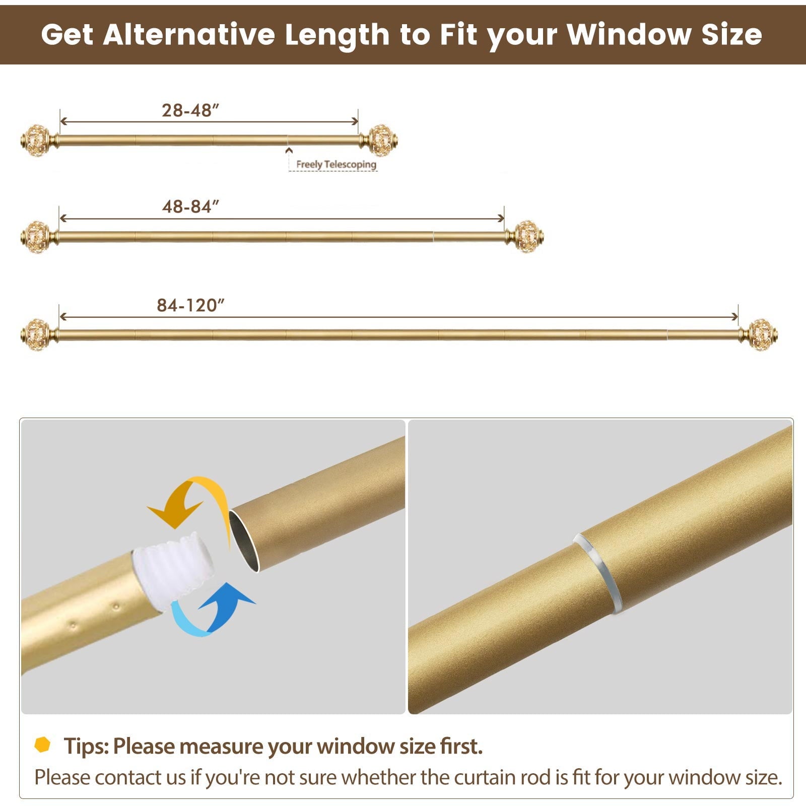 Vinmora™ KAMANINA 7/8" Adjustable Single Curtain Rod with Translucent - Premium Curtain & Window Hardware by Vinmora™