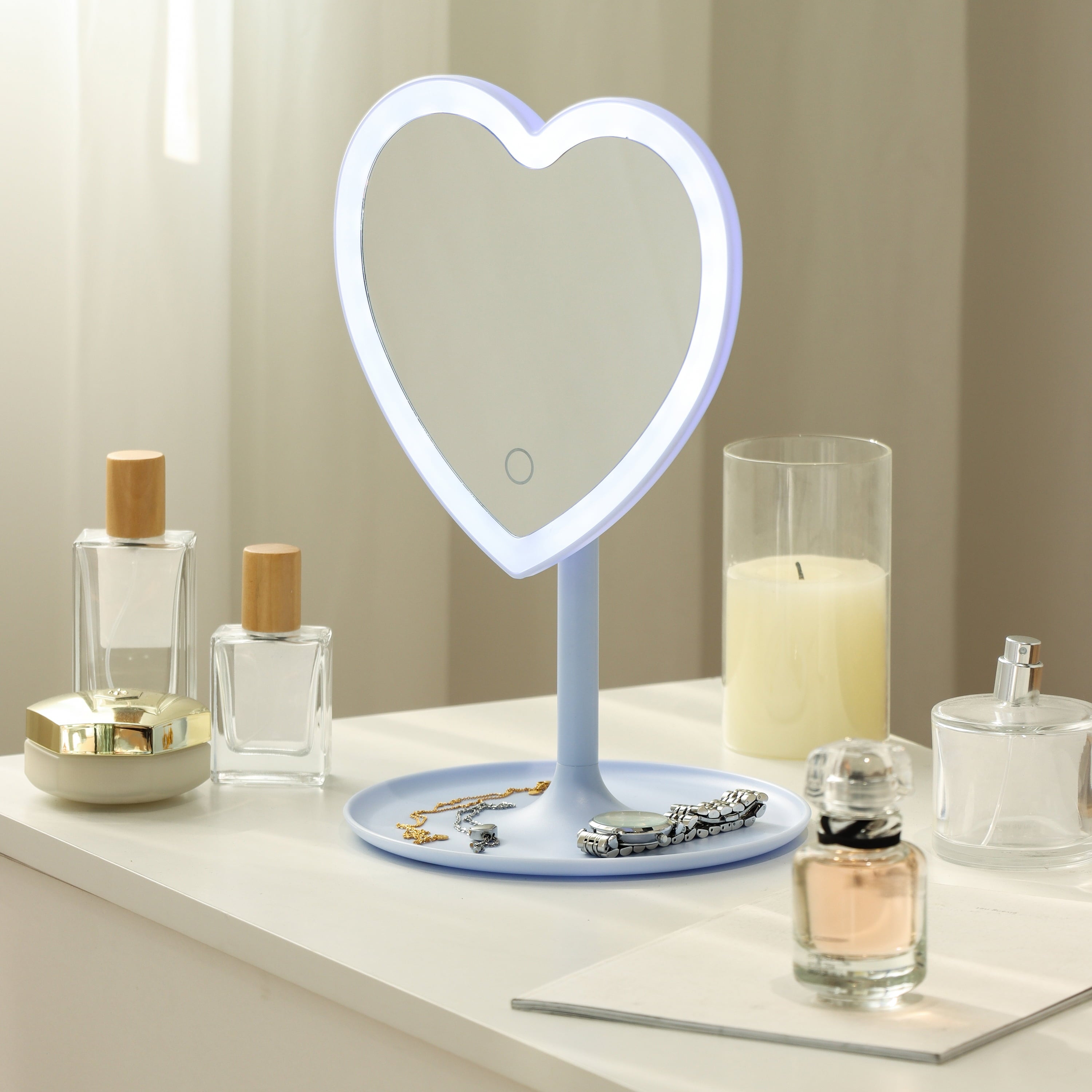 Vinmora™ 11.26" Tall Light Blue Plastic Frame Tabletop Heart - Premium Bedding & Home by Vinmora™