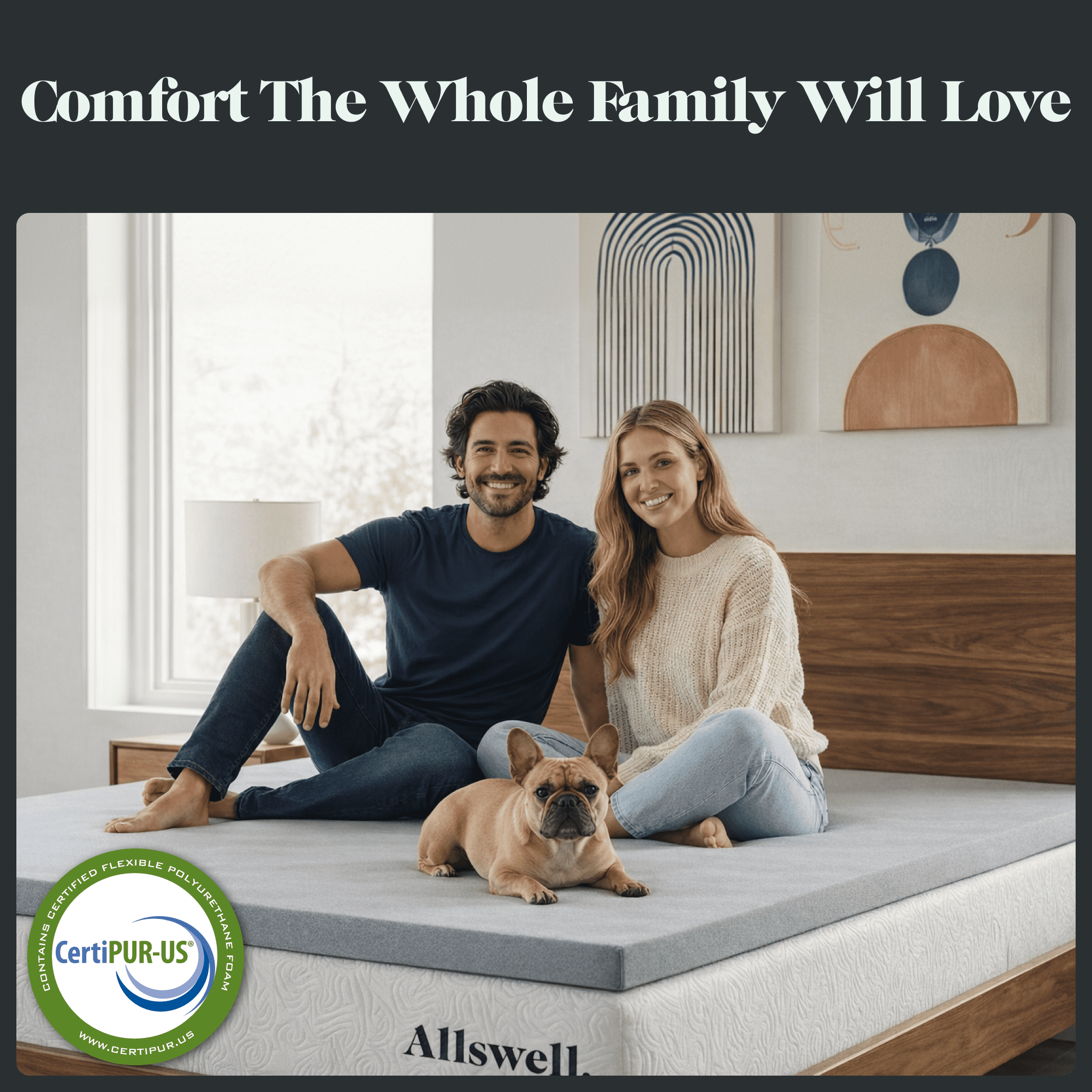 Vinmora™ 2" GlacierRest® with Graphite Memory Foam Mattress Topper - Premium Mattress Protector & Topper by Vinmora™