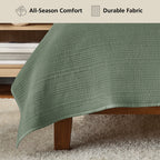 Vinmora™ Garment Washed Stripe Quilt, Full/Queen, Light Green, Soft - Premium Comforter Set by Vinmora™