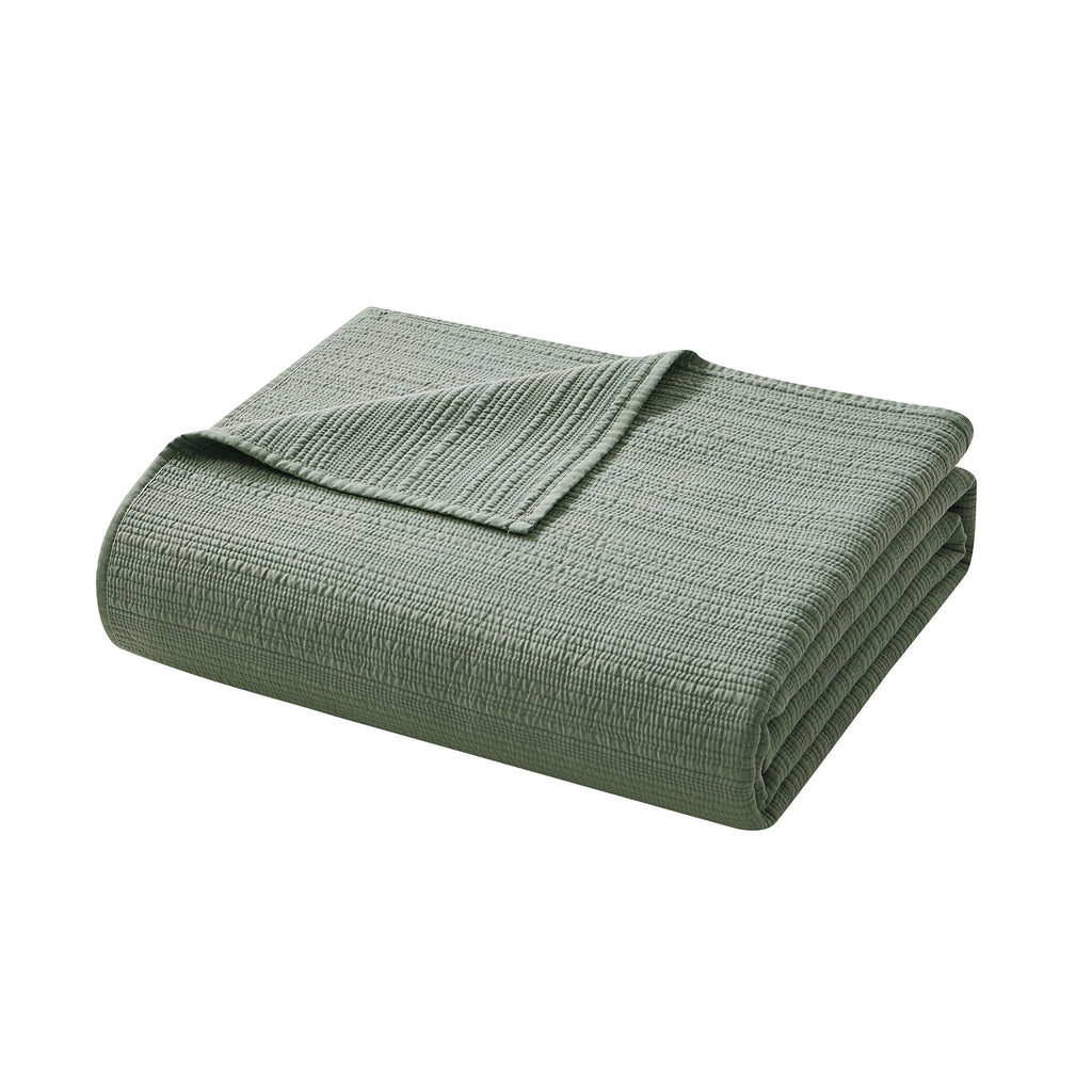 Vinmora™ Garment Washed Stripe Quilt, Full/Queen, Light Green, Soft - Premium Comforter Set by Vinmora™