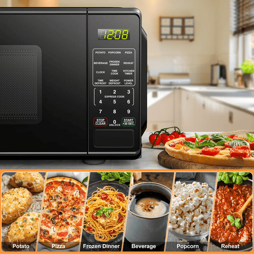 Vinmora™ 0.7 Cu ft Countertop Microwave Oven, 700 Watts - Premium Bedding & Home by Vinmora™