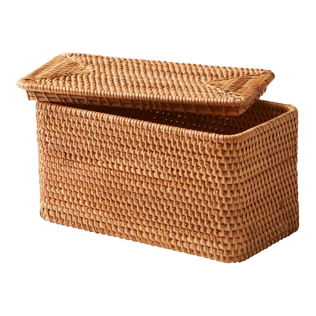 Vinmora™ Brown Rattan Organizer Basket with Lid - Premium Bedding & Home by Vinmora™