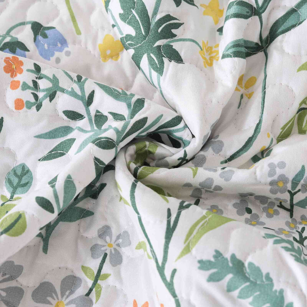 Vinmora™ WannaToo Quilt Collection Microfiber Floral Bedding Set Green - Premium Comforter Set by Vinmora™
