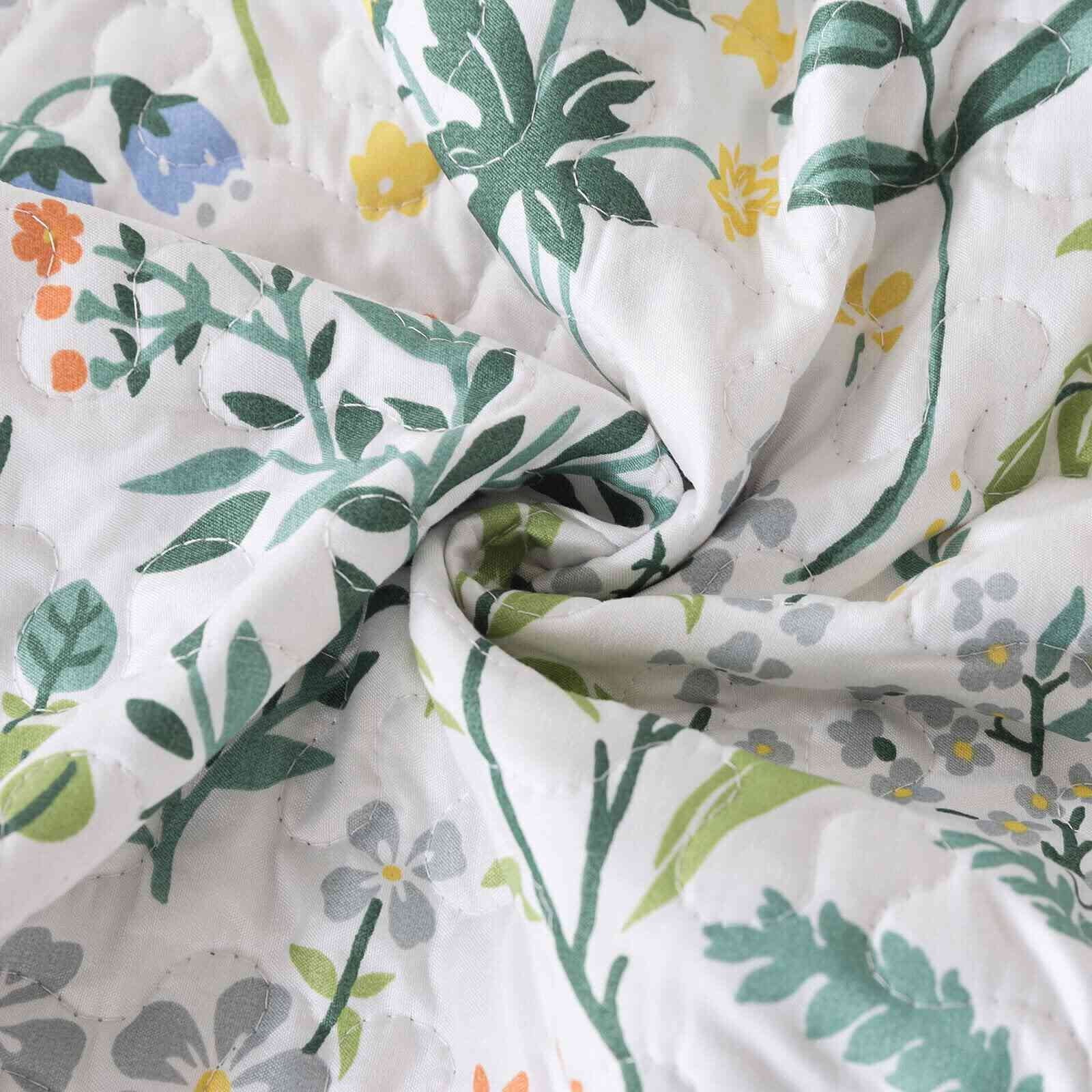 Vinmora™ WannaToo Quilt Collection Microfiber Floral Bedding Set Green - Premium Comforter Set by Vinmora™