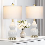 Vinmora™ Cinkeda Double Gourd Ceramic Table Lamps Set of - Premium Bedding & Home by Vinmora™
