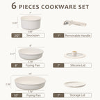 Vinmora™ Carote Nonstick Detachable Pots and Pans Set, 6 - Premium Kitchen Appliance by Vinmora™