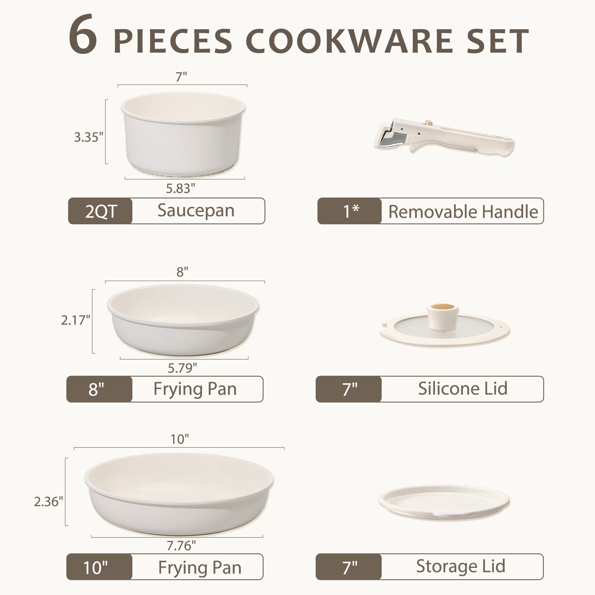 Vinmora™ Carote Nonstick Detachable Pots and Pans Set, 6 - Premium Kitchen Appliance by Vinmora™