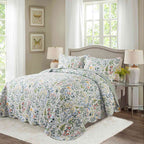 Vinmora™ WannaToo Quilt Collection Microfiber Floral Bedding Set Green - Premium Comforter Set by Vinmora™