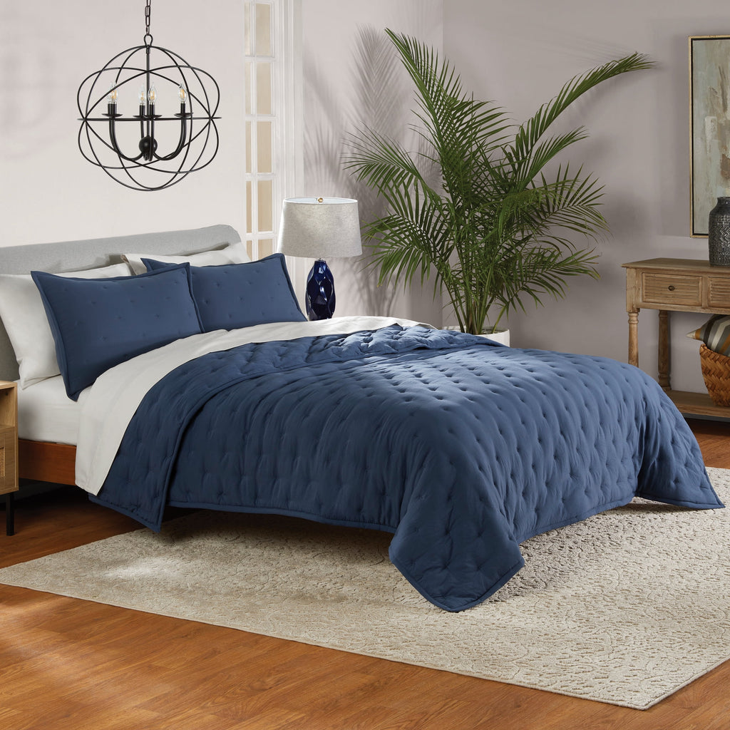 Vinmora™ Fullqueen Comforter Set All Season 3 Piece Navy - Premium Comforter Set by Vinmora™