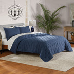 Vinmora™ Fullqueen Comforter Set All Season 3 Piece Navy - Premium Comforter Set by Vinmora™