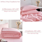 Vinmora™ RYNGHIPY Pink Full Size Comforter Set Pom Fringe - Premium Comforter Set by Vinmora™