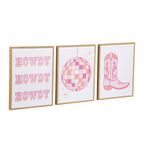 Vinmora™ 3 Pc Set Pink Western Theme Wall Art - Premium Bedding & Home by Vinmora™