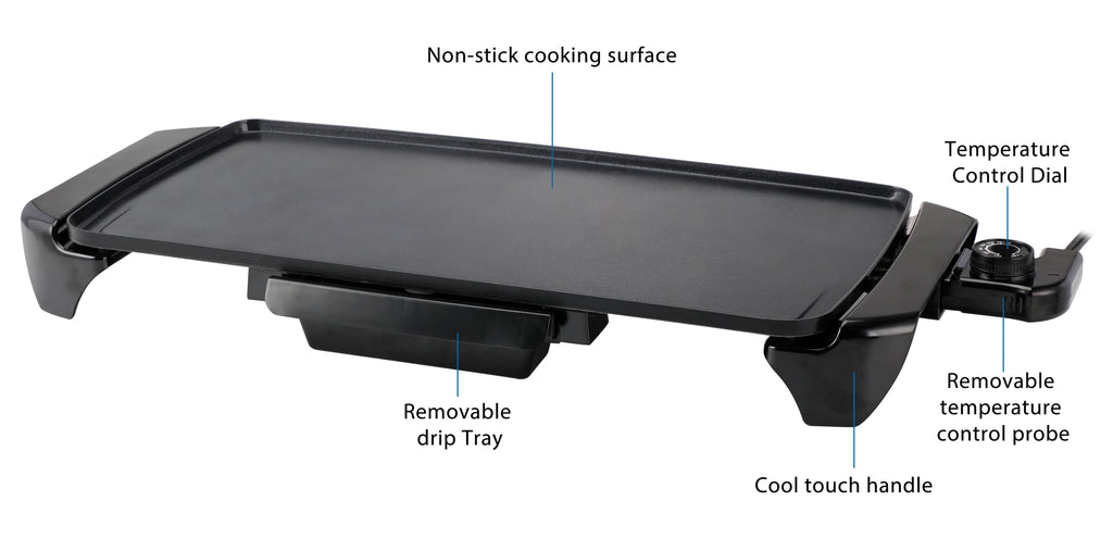Vinmora™ 20 inch Electric Griddle - Non-Stick, Temperature Control,1500 - Premium Bedding & Home by Vinmora™
