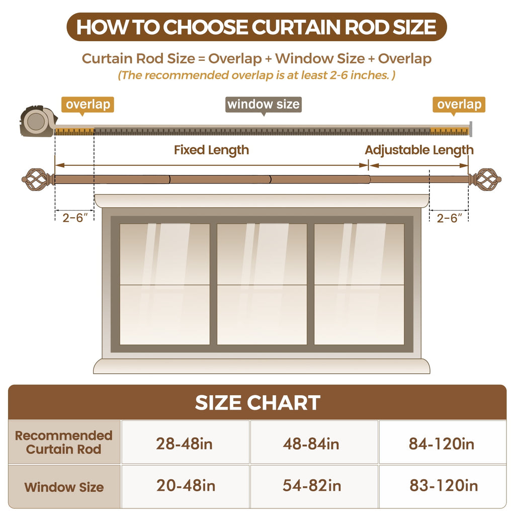 Vinmora™ KAMANINA 7/8" Adjustable Single Curtain Rod with Translucent - Premium Curtain & Window Hardware by Vinmora™