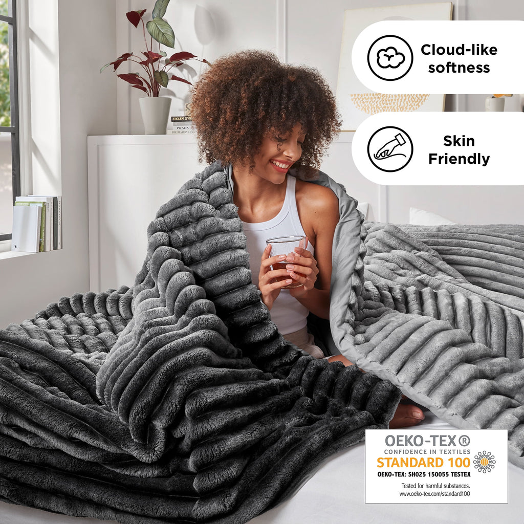 Vinmora™ Regency Heights King/Cal King Fluffy Ribbed Plush Comforter - Premium Comforter Set by Vinmora™