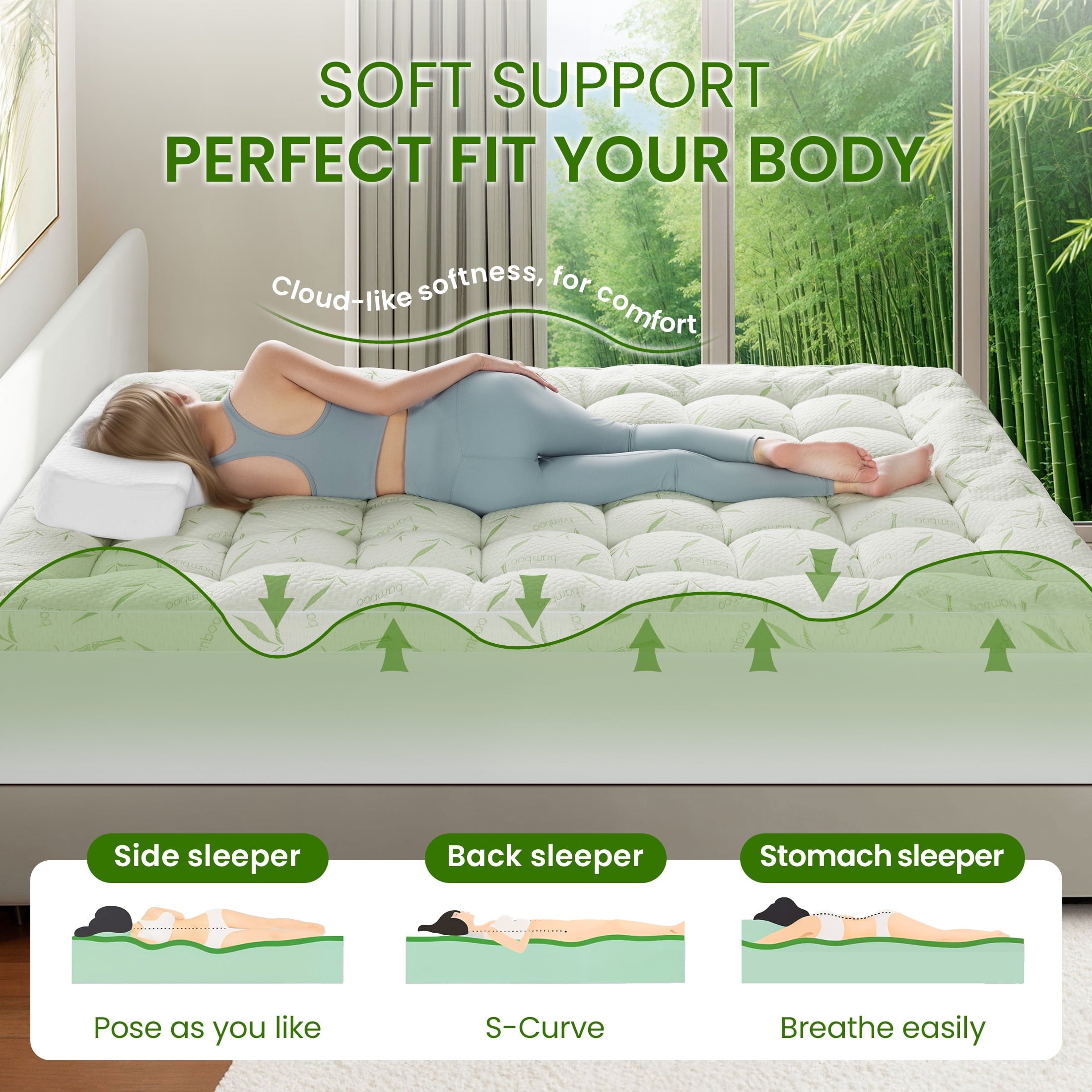 Vinmora™ Cooling Bamboo Mattress Topper - Premium Mattress Protector & Topper by Vinmora™