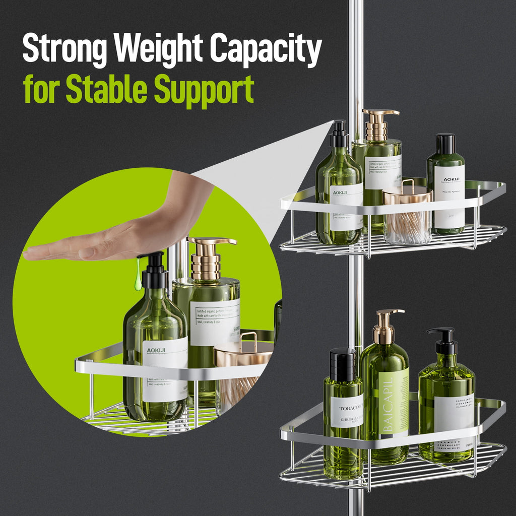 Vinmora™ LazySpin 4-Tier Corner Shower Caddy Tension Pole, Fits - Premium Bedding & Home by Vinmora™