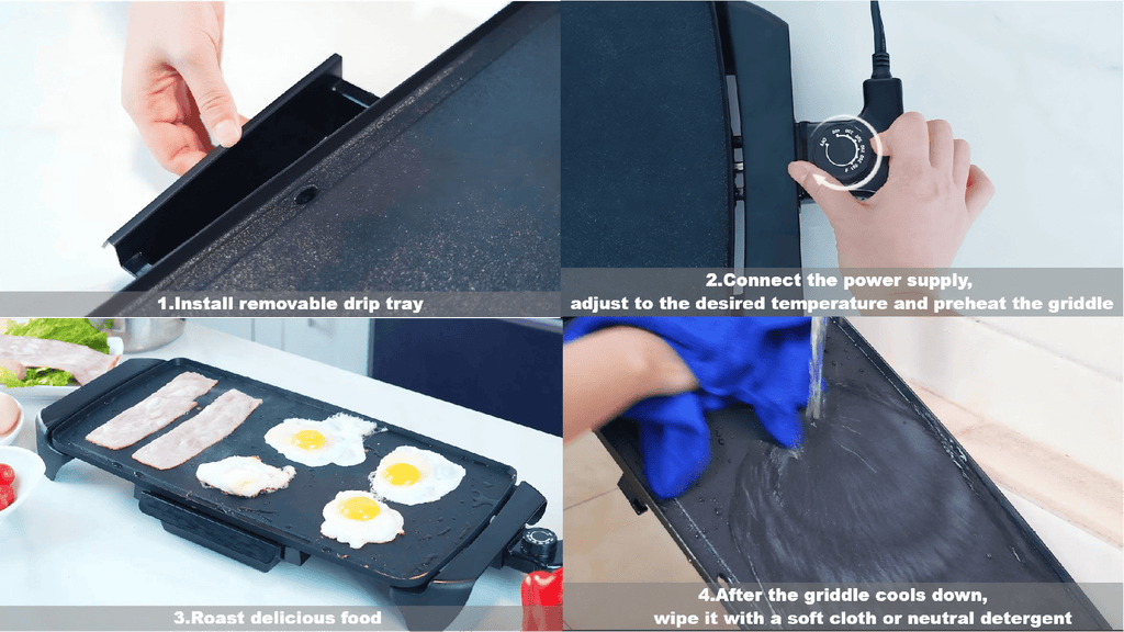 Vinmora™ 20 inch Electric Griddle - Non-Stick, Temperature Control,1500 - Premium Bedding & Home by Vinmora™