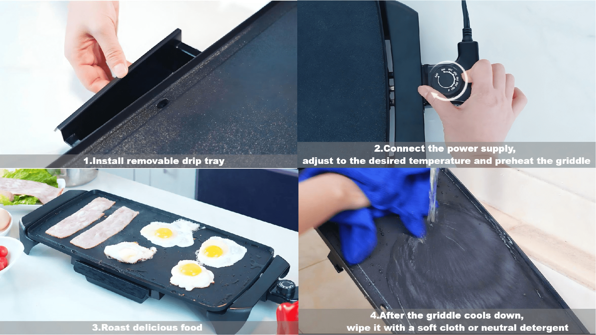 Vinmora™ 20 inch Electric Griddle - Non-Stick, Temperature Control,1500 - Premium Bedding & Home by Vinmora™