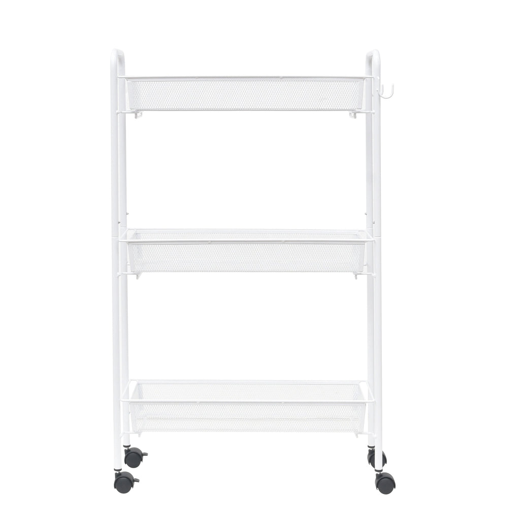 Vinmora™ Slim 3-Tier Rolling Bathroom Storage Cart with Hooks - Premium Bedding & Home by Vinmora™
