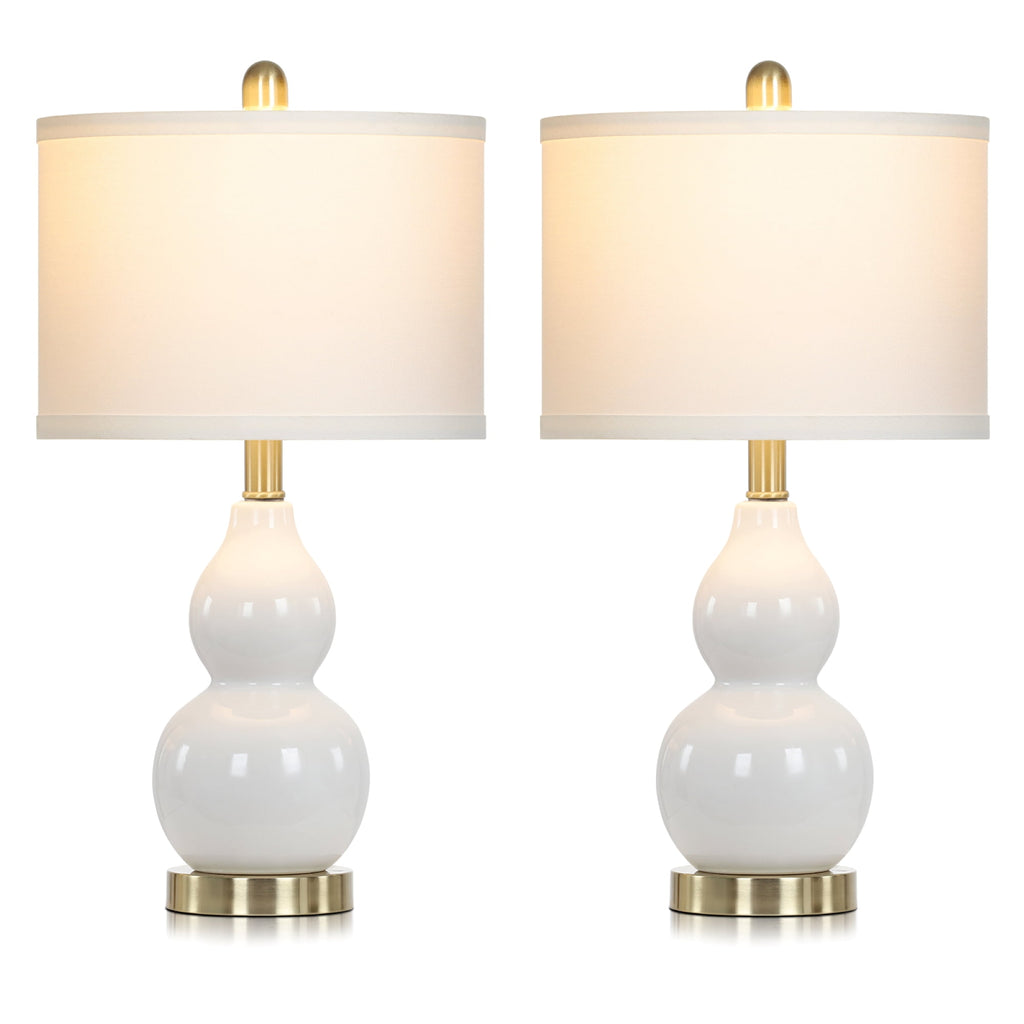 Vinmora™ Cinkeda Double Gourd Ceramic Table Lamps Set of - Premium Bedding & Home by Vinmora™