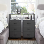 Vinmora™ 3 Drawer Fabric Nightstand with USB, Grey - Premium Bedding & Home by Vinmora™