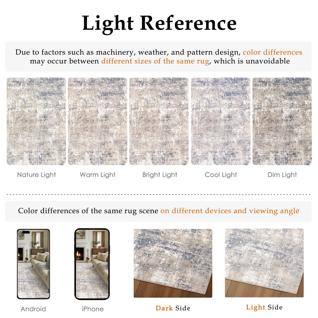 Vinmora™ BERTHMEER 5'x7' Modern Abstract Blue Area Rugs for - Premium Bedding & Home by Vinmora™