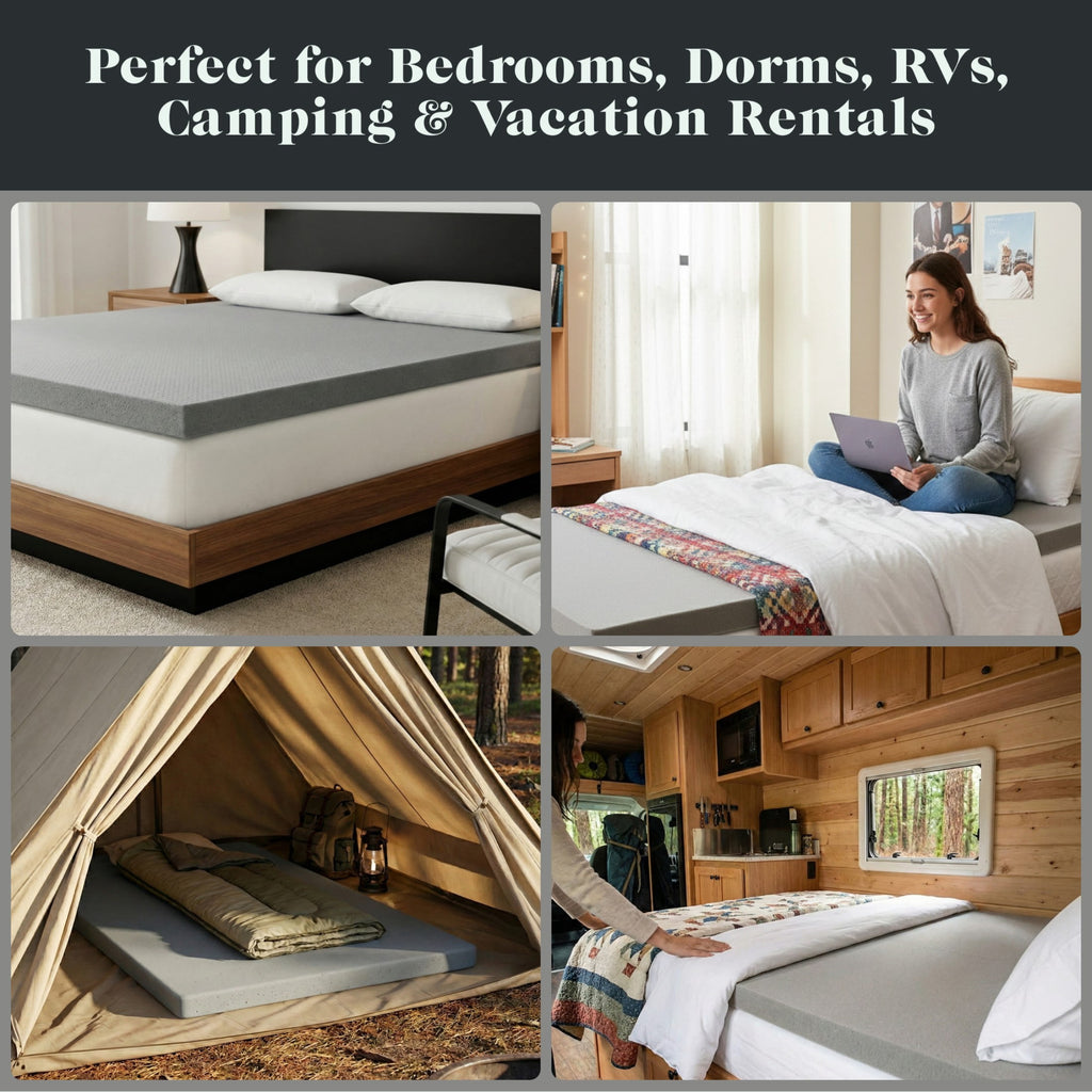 Vinmora™ 2" GlacierRest® with Graphite Memory Foam Mattress Topper - Premium Mattress Protector & Topper by Vinmora™